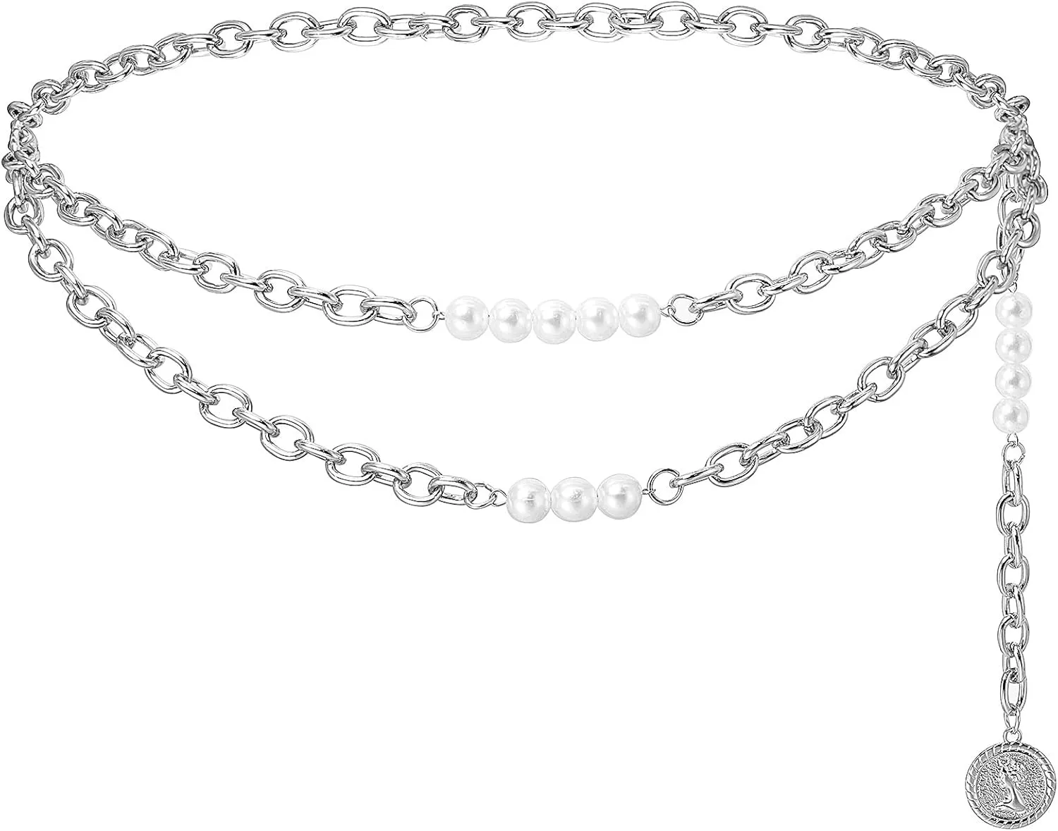 Heyion Layered Waist Chain for Women Metal Waist Belt for Ladies Dresses