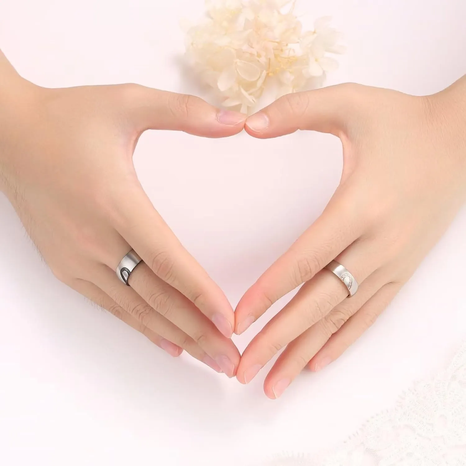 His Queen Her King Matching Promise Rings for Couple Sets Wedding Band Laser Crown and CZ Stainless Steel Queen & King His and Hers Wedding Rings for Couples