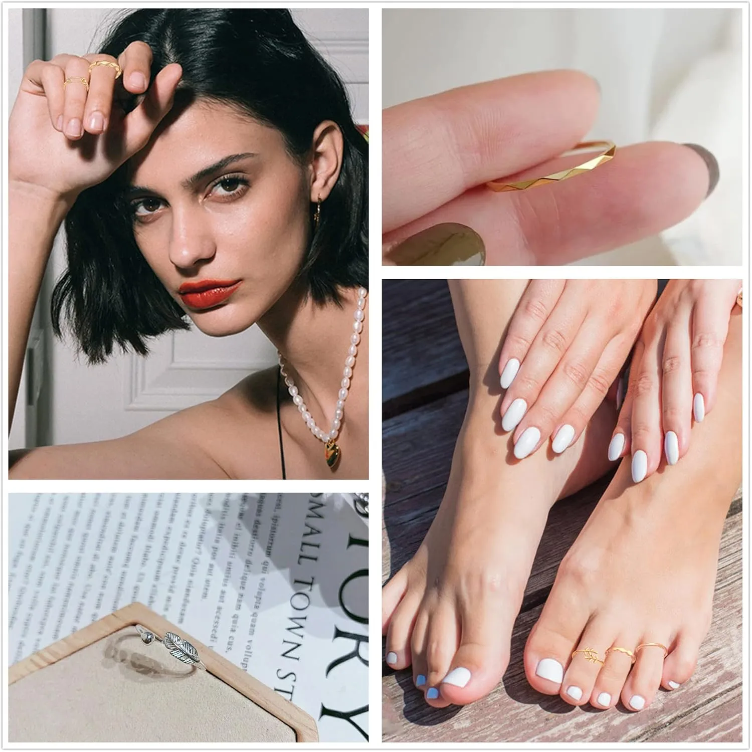 Honsny 12PCS Rings for Women Adjustable Rings Arrow Knot Wave Cute Star Moon Band Open Rings Stackable Thumb Joint Finger Silver Rings Set for Teen