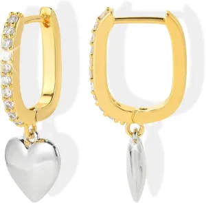 Huggie Hoop Earrings - 18k Gold Plated Small Twist Loop Drop Earings with Cubic Zirconia, Woman Statement Dangle Earing for Sensitive Earlobes