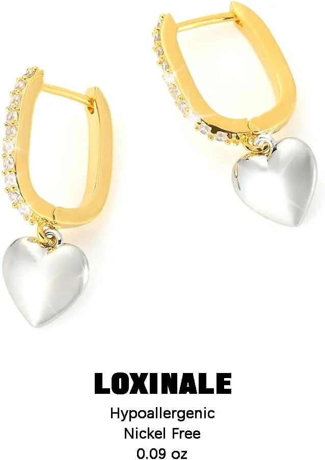 Huggie Hoop Earrings - 18k Gold Plated Small Twist Loop Drop Earings with Cubic Zirconia, Woman Statement Dangle Earing for Sensitive Earlobes