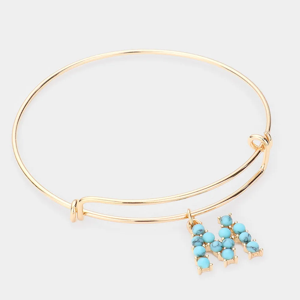 iLLASPARKZ -M- Turquoise Embellished Monogram Charm Bracelet