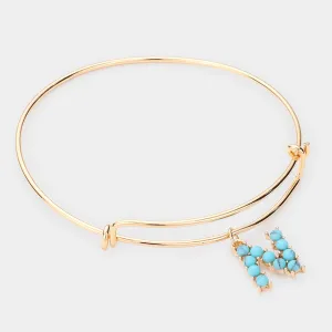 iLLASPARKZ -N- Turquoise Embellished Monogram Charm Bracelet