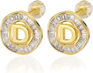 Initial Stud Earrings for Women, TAIGRAMA 18K Gold Plated Cubic Zirconia Earrings Studs Hypoallergenic for Sensitive Ears, Letter Studs Earrings for Women Jewelry Gifts