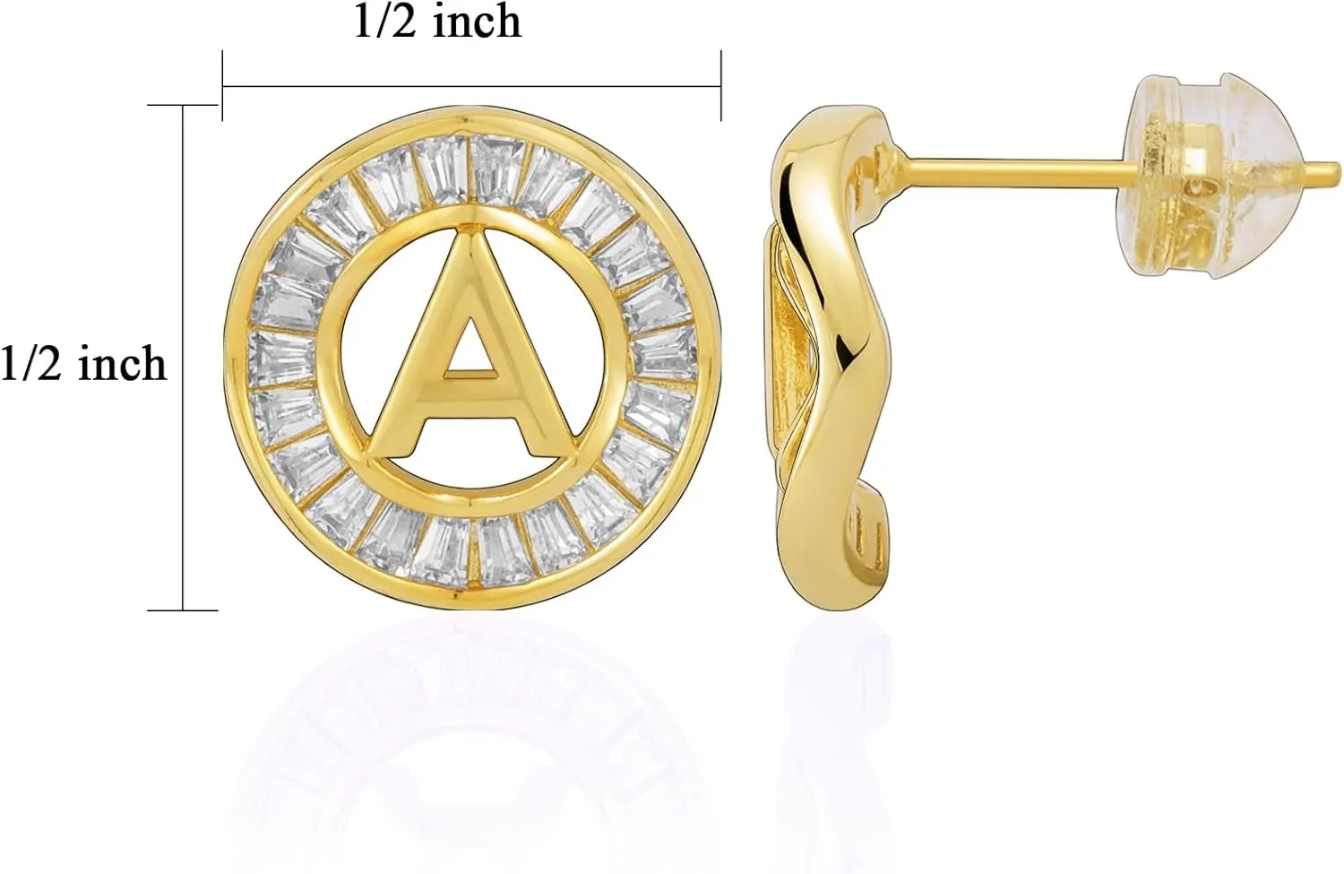 Initial Stud Earrings for Women, TAIGRAMA 18K Gold Plated Cubic Zirconia Earrings Studs Hypoallergenic for Sensitive Ears, Letter Studs Earrings for Women Jewelry Gifts