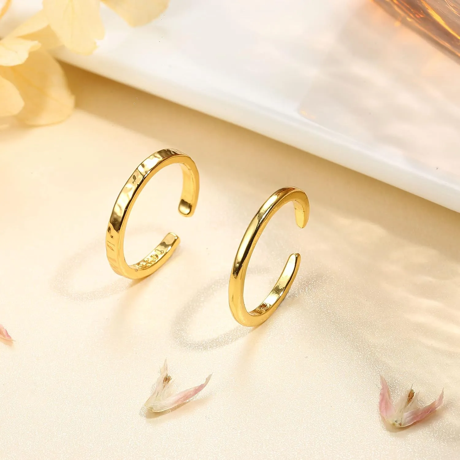 IRONBOX 14K Gold Filled Toe Rings for Women Simple Open Band Toe Ring Adjustable Toe Rings