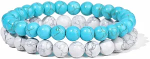 Irregular Blue Turquoises Beaded Bracelet Natural Stone Handmade Beads Pendant Elastic Bracelets For Men Women Energy Jewelry (Metal Color: Type 12 - Length: 17CM)