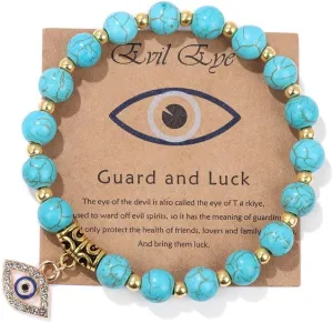 Irregular Blue Turquoises Beaded Bracelet Natural Stone Handmade Beads Pendant Elastic Bracelets For Men Women Energy Jewelry (Metal Color: Type 17 - Length: 19CM)