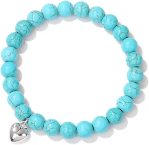 Irregular Blue Turquoises Beaded Bracelet Natural Stone Handmade Beads Pendant Elastic Bracelets For Men Women Energy Jewelry (Metal Color: Type 29 - Length: 19CM)