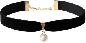 JAKAWIN Pearl Choker Necklace Adjustable Black Collar Necklaces for Women NK130 (A-Pearl)
