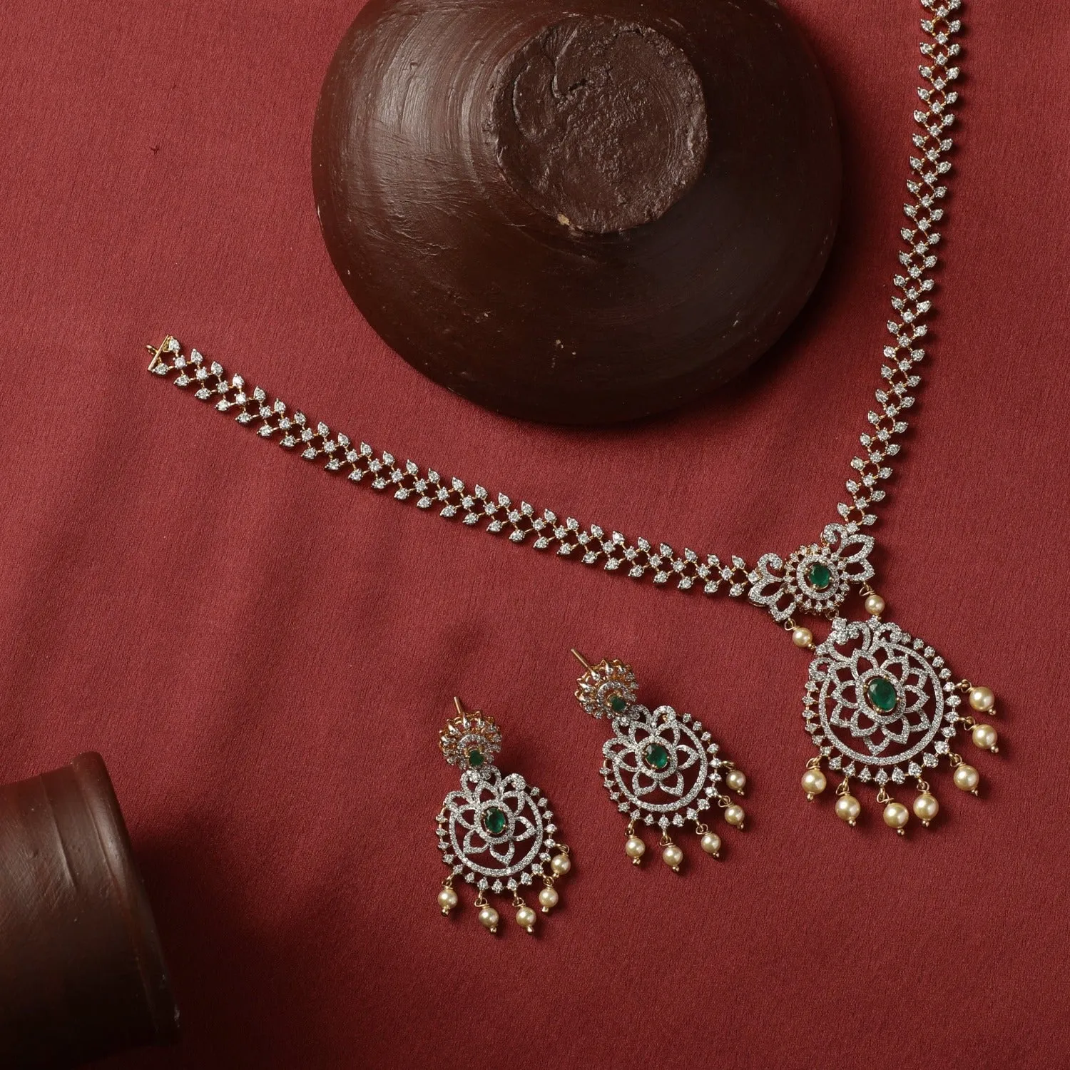 Jane CZ Silver Necklace Set