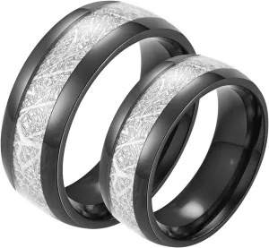 Jewelry Rings for Women, Steel Rings for Women 8mm Black Ring with Silvers Valentine's Day Couple Rings
