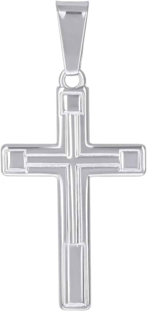 JewelryWeb 925 Sterling Silver Mens Womens Polished Finish Cross Religious Charm Pendant 42x19.8mm W Necklace for Men