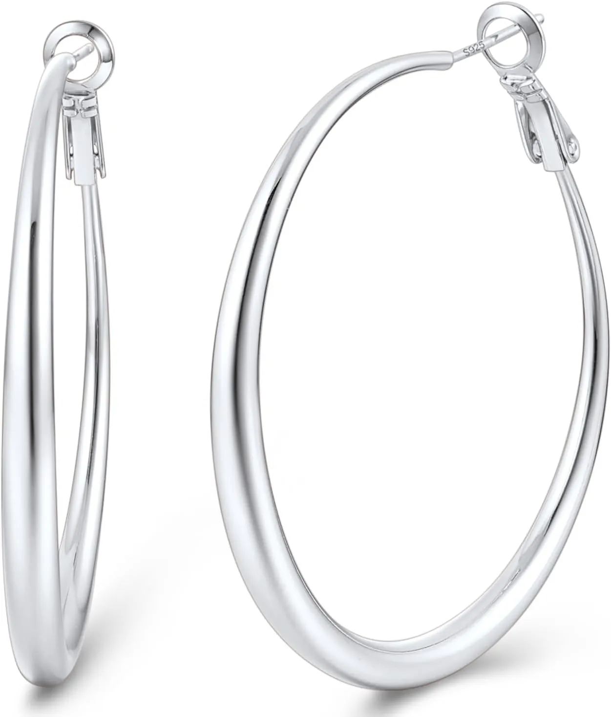 Jewlpire Gifts for Women 14K Gold Plated Hoop Earrings with 925 Stering Silver Post, Lightweight & Hypoallergenic Gold/Silver/Rose Gold Hoop Earrings for Women 30mm/40mm/50mm/60mm