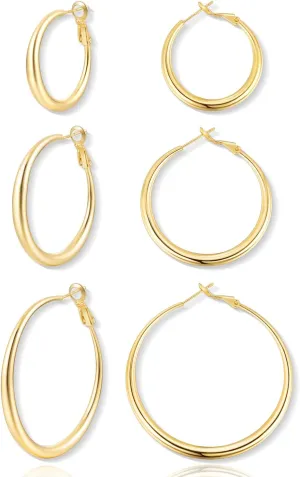 Jewlpire Gifts for Women 14K Gold Plated Hoop Earrings with 925 Stering Silver Post, Lightweight & Hypoallergenic Gold/Silver/Rose Gold Hoop Earrings for Women 30mm/40mm/50mm/60mm