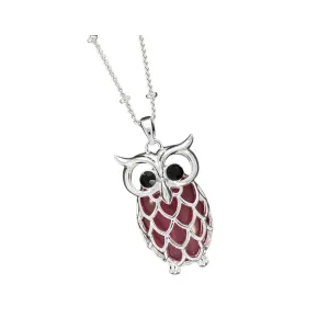 Joe Davies Moonstone Owl Silver Plated Necklace