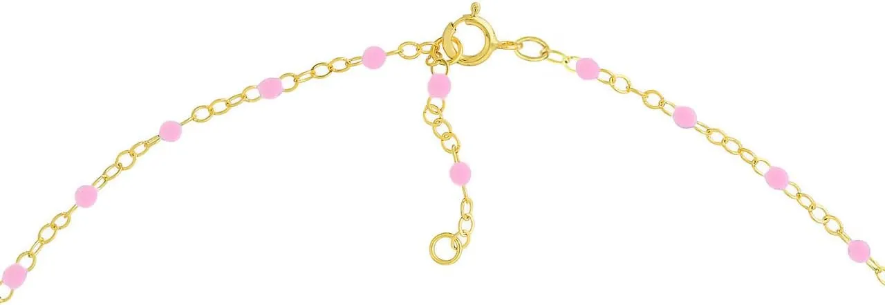JULIETTE COLLECTION Chain Beaded Necklace Anklet Bracelet Choker Chain for Women | 14K Gold Plated Enamel Bead | Summer Beach Jewelry