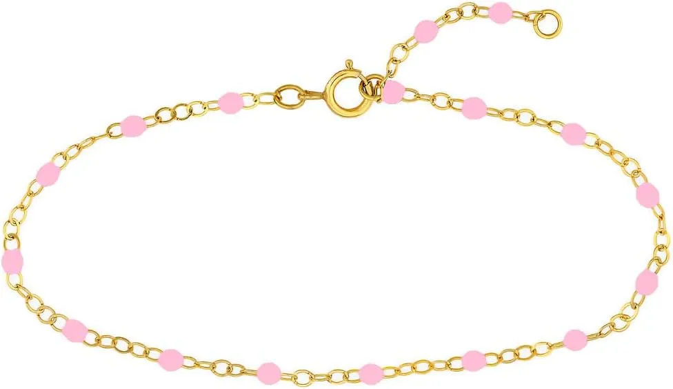 JULIETTE COLLECTION Chain Beaded Necklace Anklet Bracelet Choker Chain for Women | 14K Gold Plated Enamel Bead | Summer Beach Jewelry