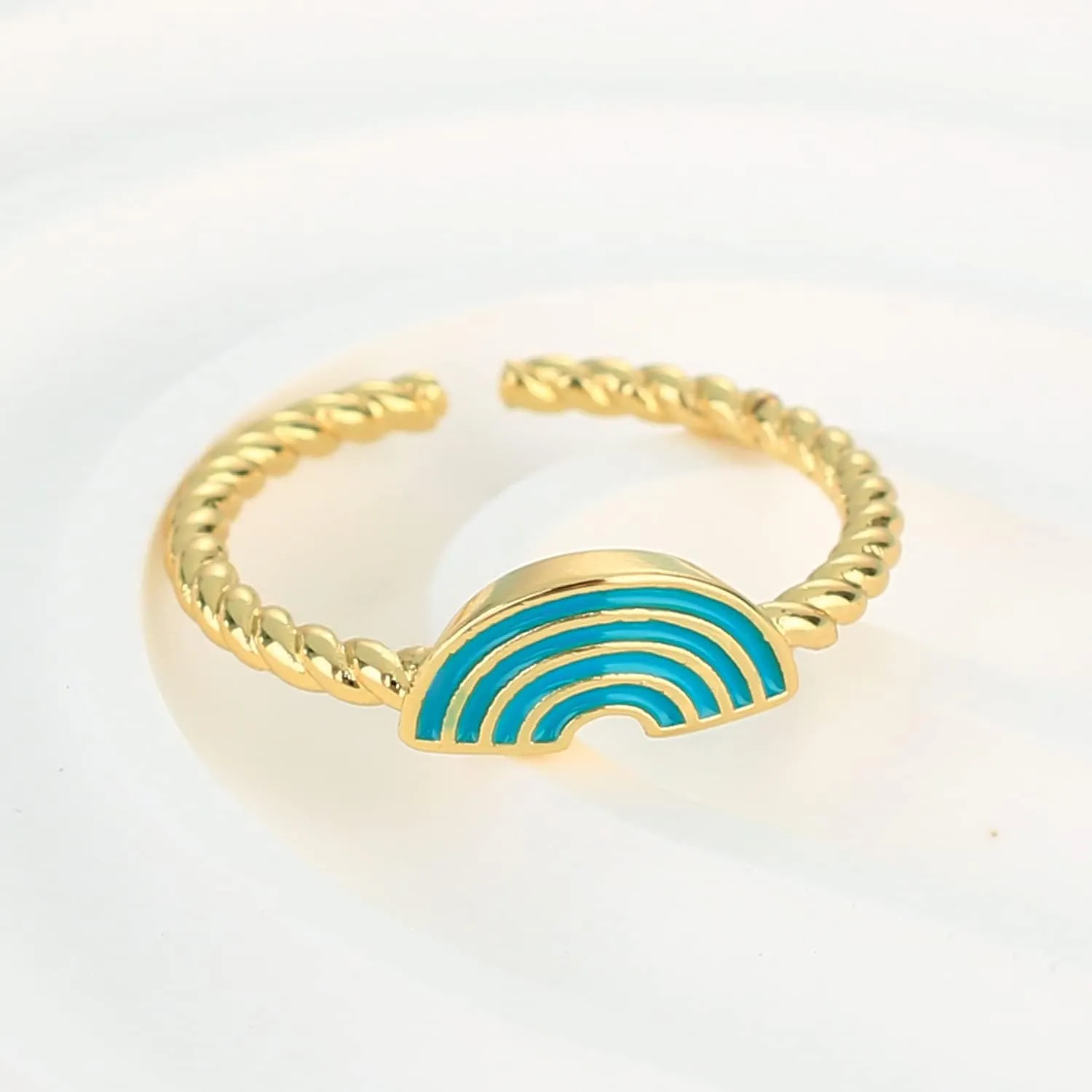 KELITCH Mashroom Rings Women Cute Band Rings Twist Gold Color Rings Knuckle Adjustable Jewelry