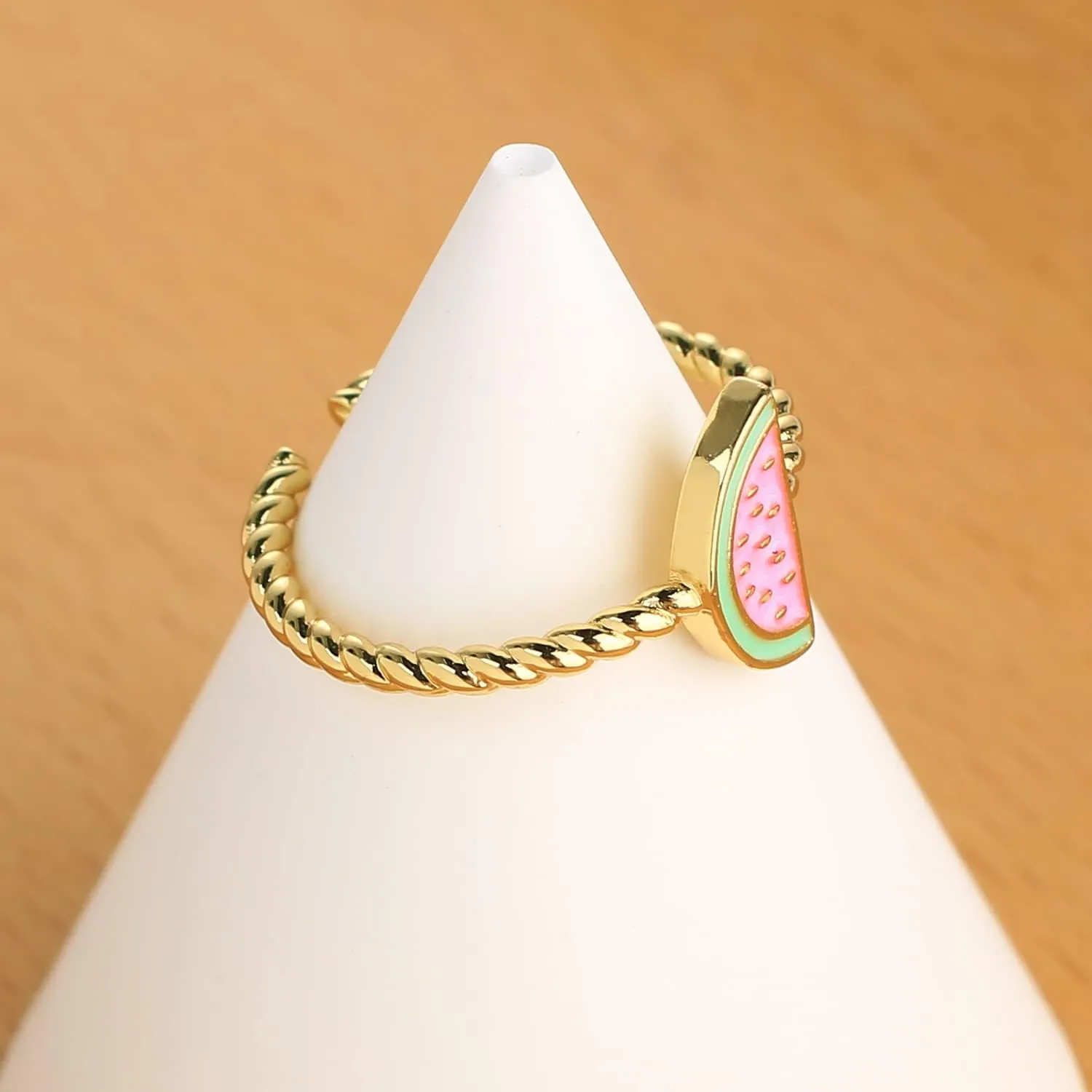 KELITCH Mashroom Rings Women Cute Band Rings Twist Gold Color Rings Knuckle Adjustable Jewelry