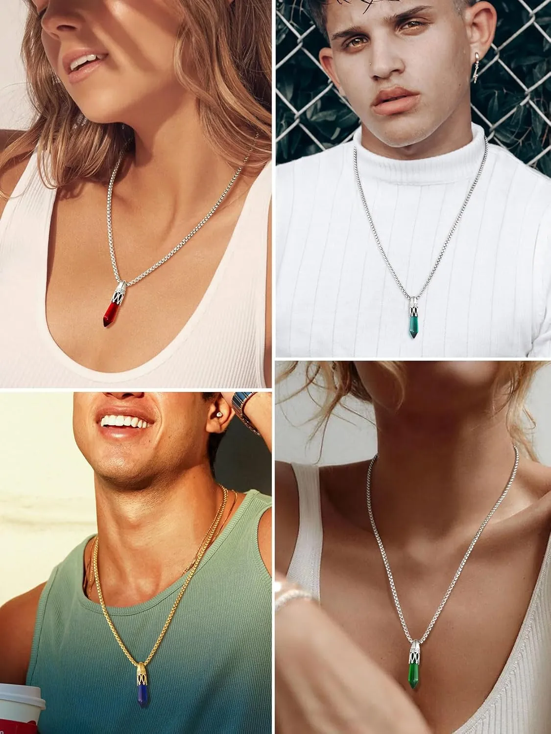 KeyStyle Healing Crystal Necklace for Women, Energy Healing Birthstone Anniversary Jewelry for Her, Birthday Necklaces for Mother Daughter