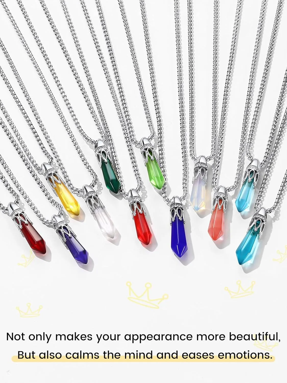 KeyStyle Healing Crystal Necklace for Women, Energy Healing Birthstone Anniversary Jewelry for Her, Birthday Necklaces for Mother Daughter
