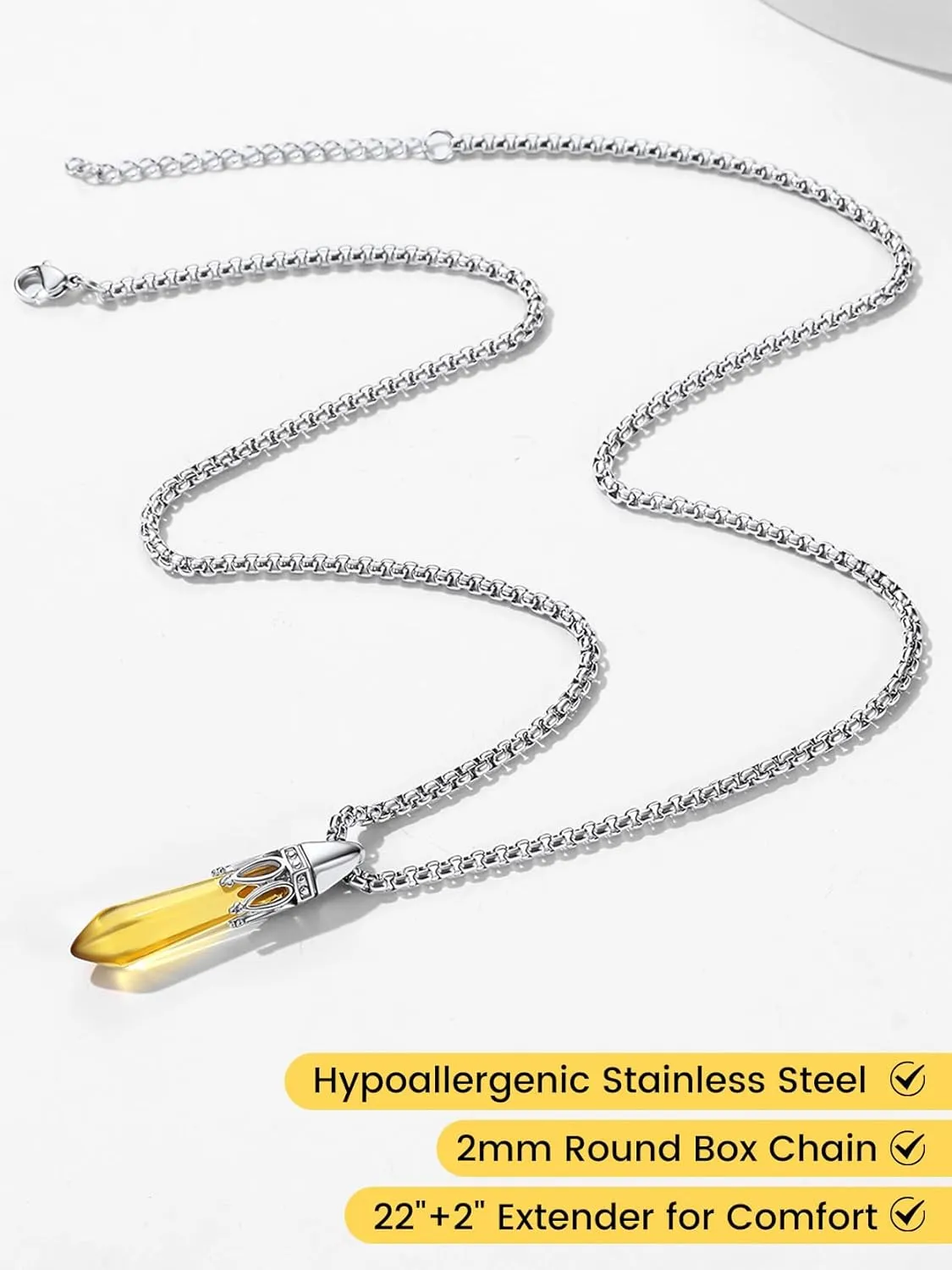 KeyStyle Healing Crystal Necklace for Women, Energy Healing Birthstone Anniversary Jewelry for Her, Birthday Necklaces for Mother Daughter