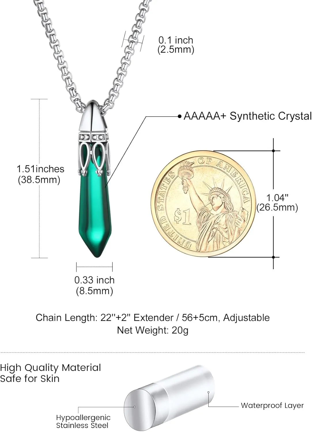KeyStyle Healing Crystal Necklace for Women, Energy Healing Birthstone Anniversary Jewelry for Her, Birthday Necklaces for Mother Daughter