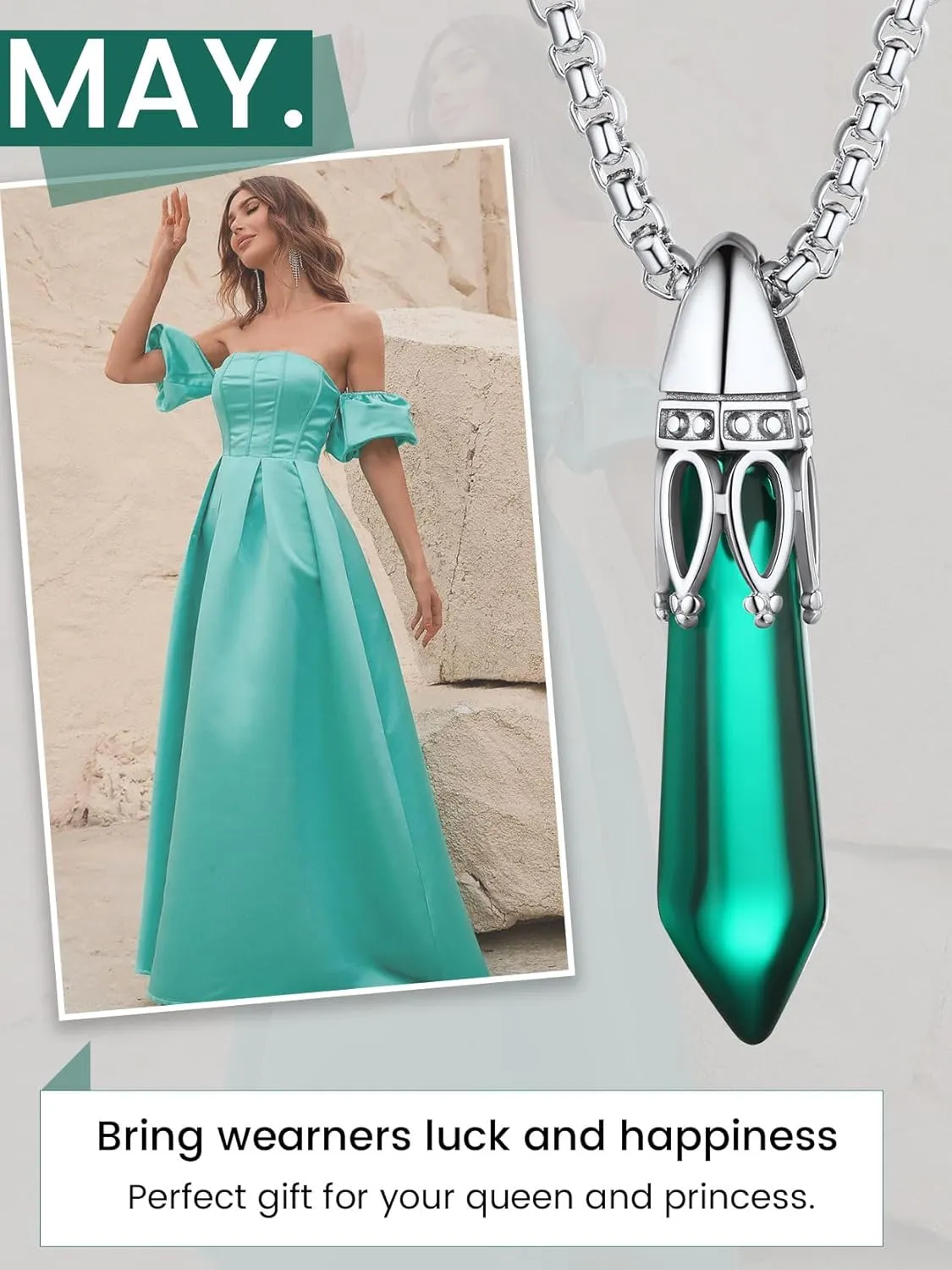 KeyStyle Healing Crystal Necklace for Women, Energy Healing Birthstone Anniversary Jewelry for Her, Birthday Necklaces for Mother Daughter