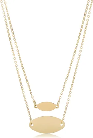 Kooljewelry 14k Yellow Gold Oval Disc Layered Necklace (18 inch)
