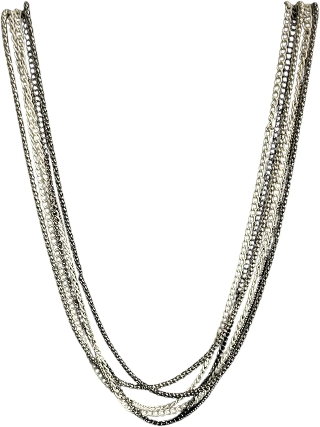 Layered Black, White and Silver Necklace and Earrings Jewelry Set
