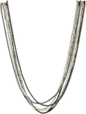 Layered Black, White and Silver Necklace and Earrings Jewelry Set