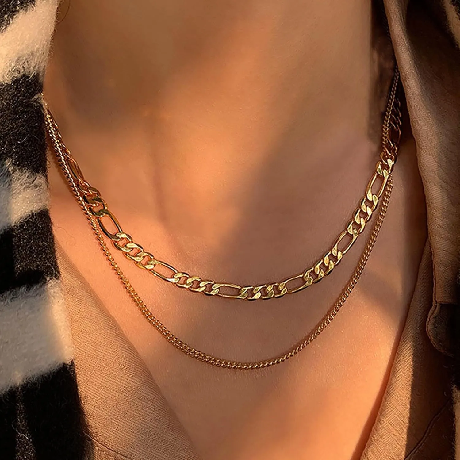 Layered Paperclip Chain Necklace Layered Gold Necklace