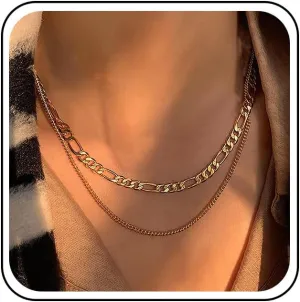 Layered Paperclip Chain Necklace Layered Gold Necklace