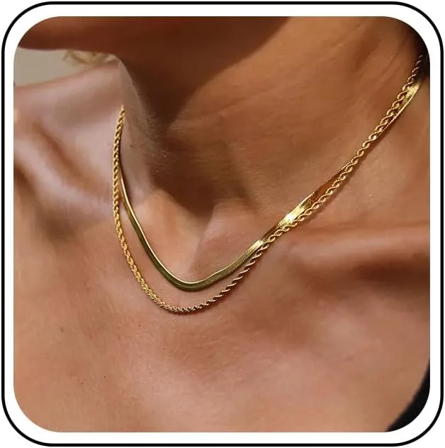 Layered Snake Chain Necklace Layered Gold Necklace