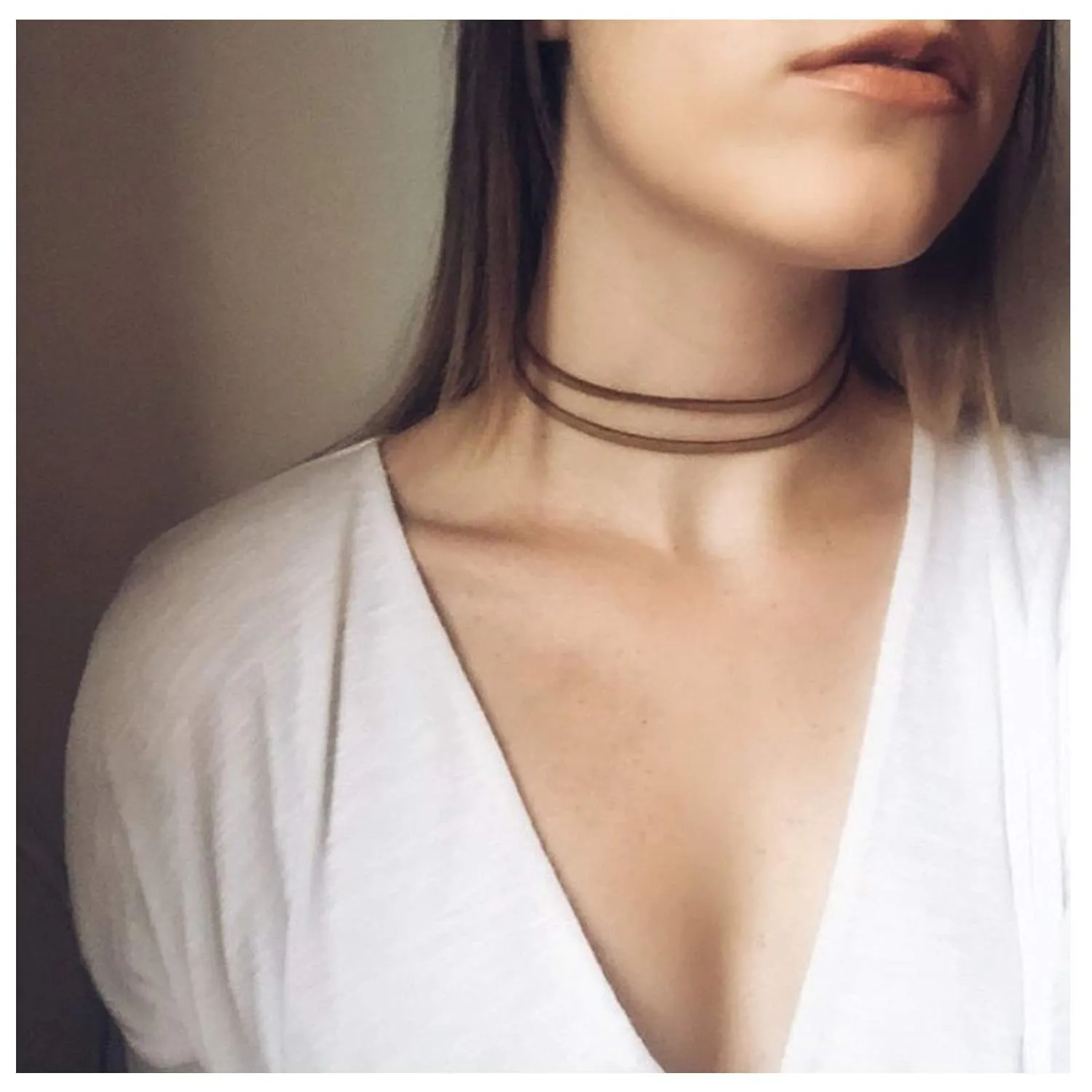 Layering Leather Choker Necklace Short Brown Velvet Suede Necklace Chain Boho Layered Necklaces Jewelry for Women(Brown)