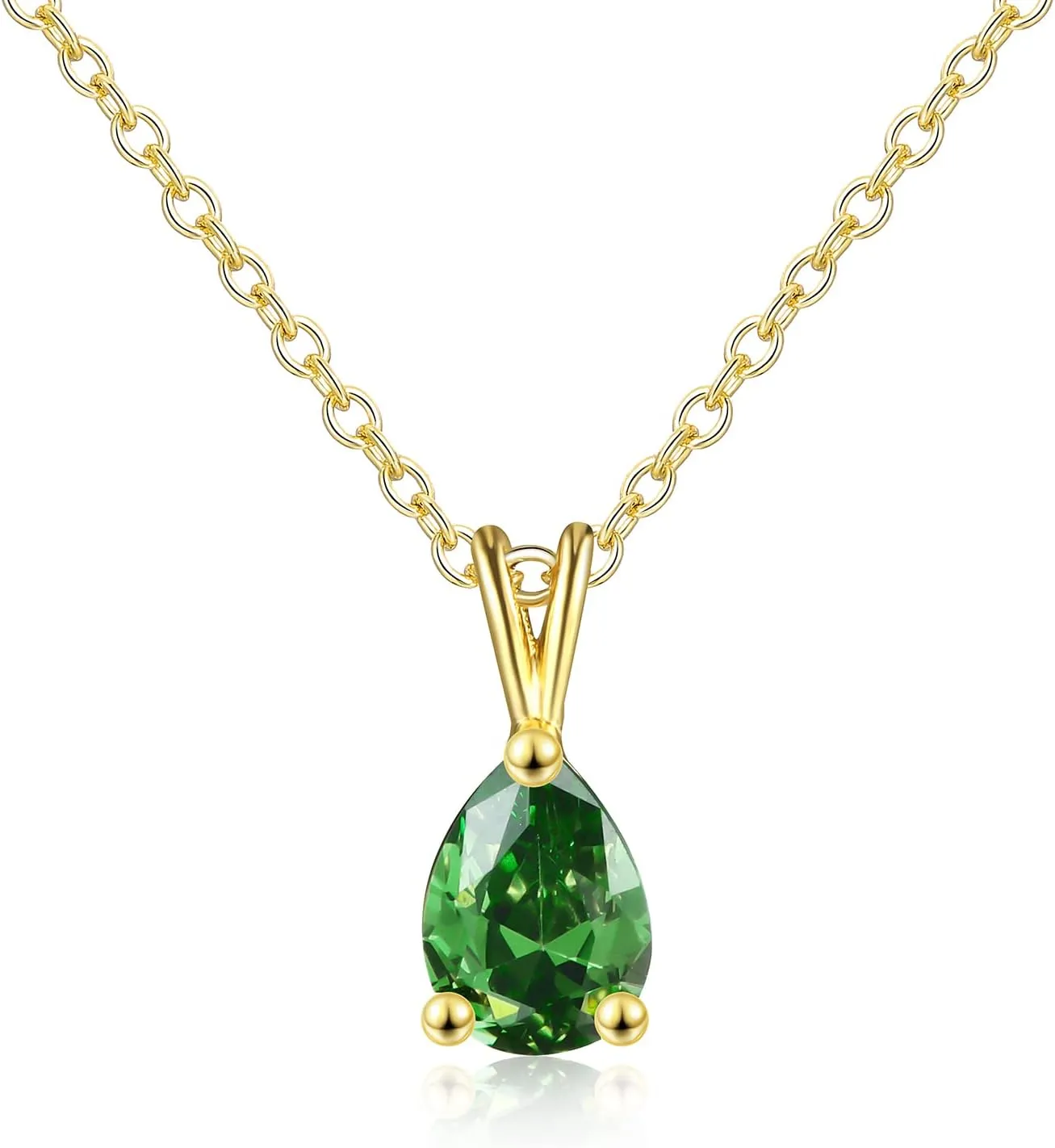 LAZLUVU Emerald Necklace 18K Gold Emerald Pendant Necklace for Mother Wife Girlfriend Birthday Gift Holiday Gift