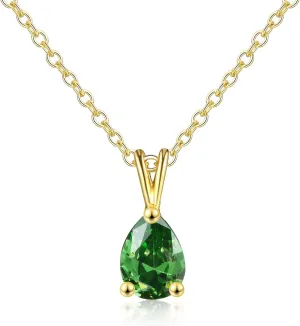LAZLUVU Emerald Necklace 18K Gold Emerald Pendant Necklace for Mother Wife Girlfriend Birthday Gift Holiday Gift