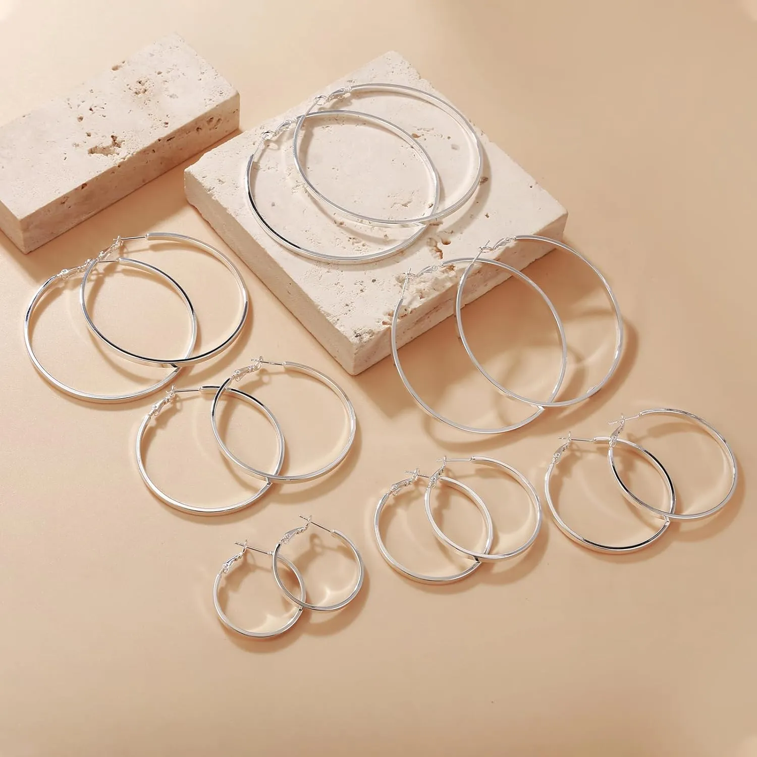 LOUMILEO Sterling Silver Hoop Earrings Large Silver Hoop Earrings for Women Lightweight Big Hoops Earring Hypoallergenic Thin Hoops Earring for Women 30/40/50/60/65/70MM