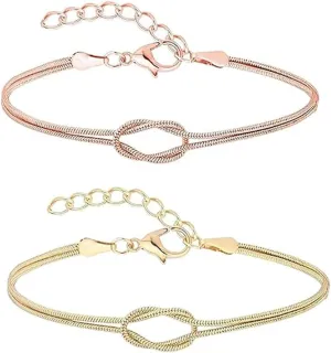 Love Knot Bracelet for Women Gold Snake Chain Bracelets Infinity Knot Bracelets Adjustable Matching Bracelets for Couples Friendship Jewelry (Gold   Rose Gold)