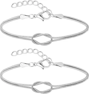 Love Knot Snake Chain Infinity Bracelets For Women 925 Sterling Silver Gold-plated Bracelet Matching Bracelets For Couples Friendship Relationship Bracelets Valentine Christmas Gifts For Her Jewelry