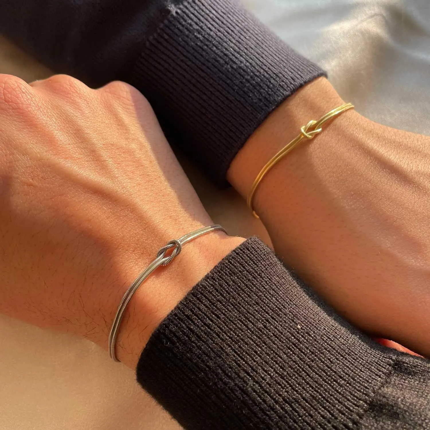 Love Knot Snake Chain Infinity Bracelets For Women 925 Sterling Silver Gold-plated Bracelet Matching Bracelets For Couples Friendship Relationship Bracelets Valentine Christmas Gifts For Her Jewelry