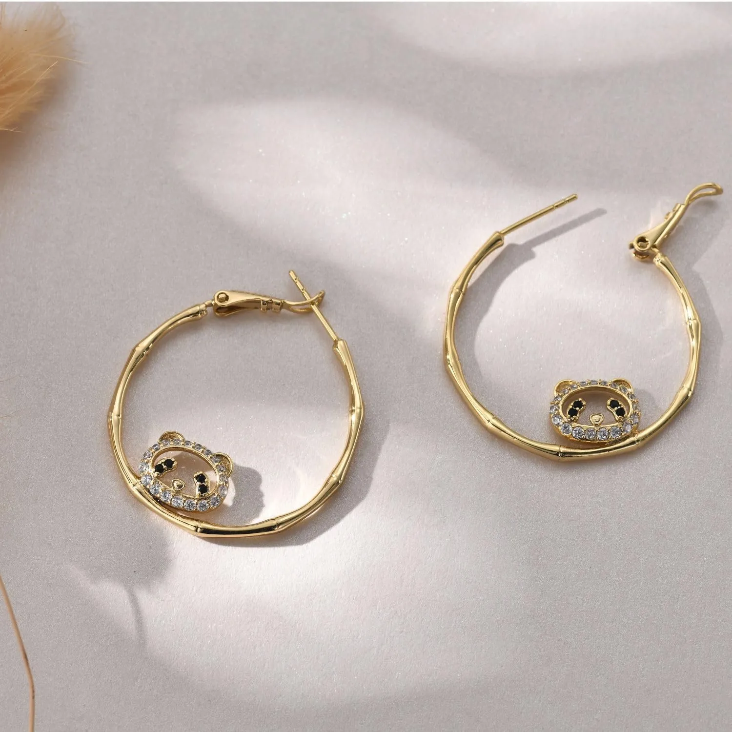 LUCA SMITH Hoop Earrings Inspired by Peter Pan's Famous Fairy Tinkerbell 30mm Hypoallergenic 14K Real Gold Plated Big Hoop Earrings