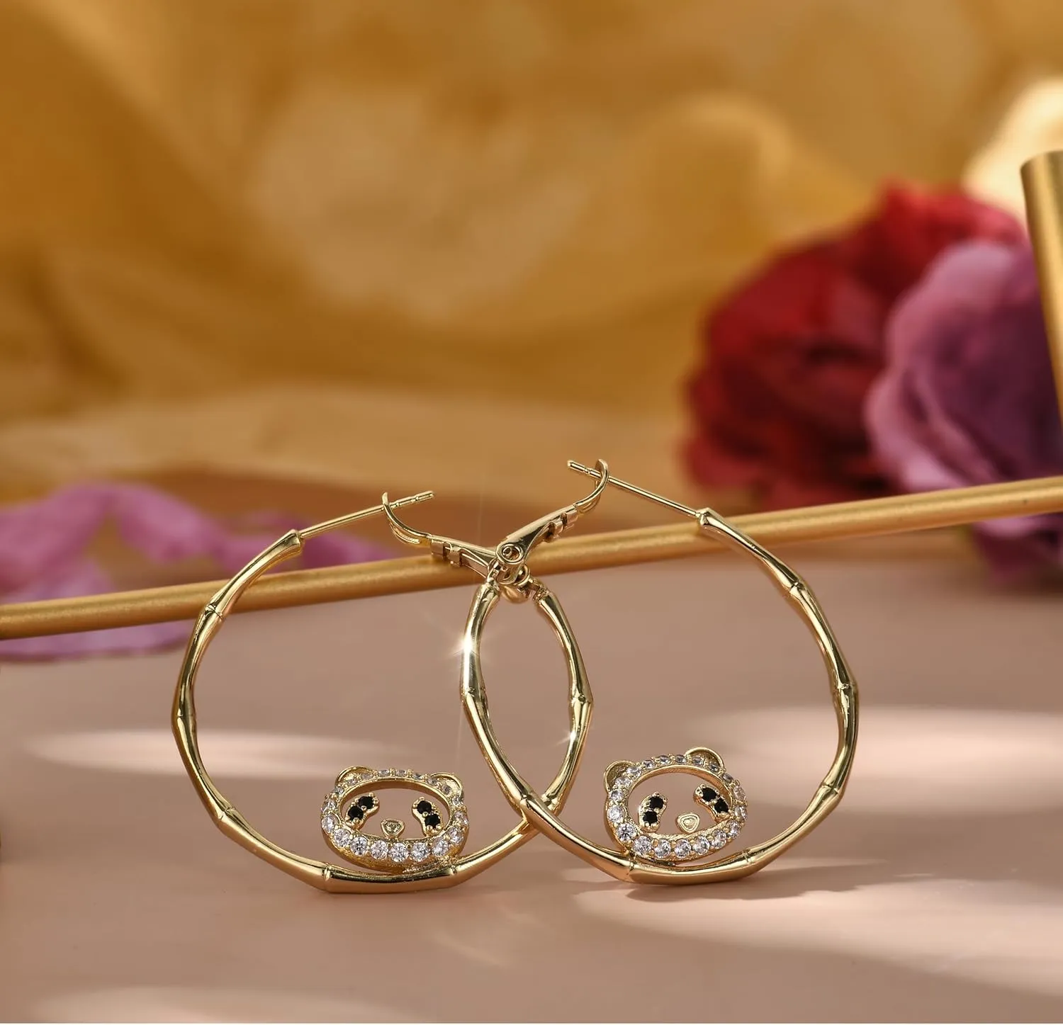 LUCA SMITH Hoop Earrings Inspired by Peter Pan's Famous Fairy Tinkerbell 30mm Hypoallergenic 14K Real Gold Plated Big Hoop Earrings