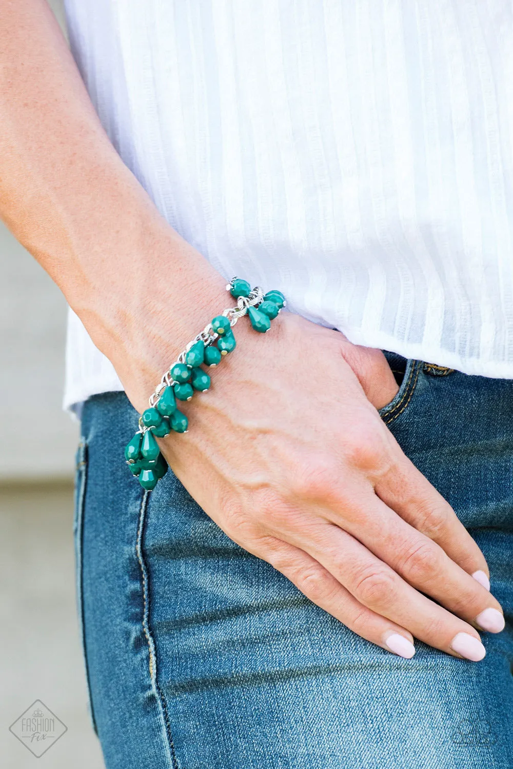 Malibu Masquerade Faceted Green Bracelet