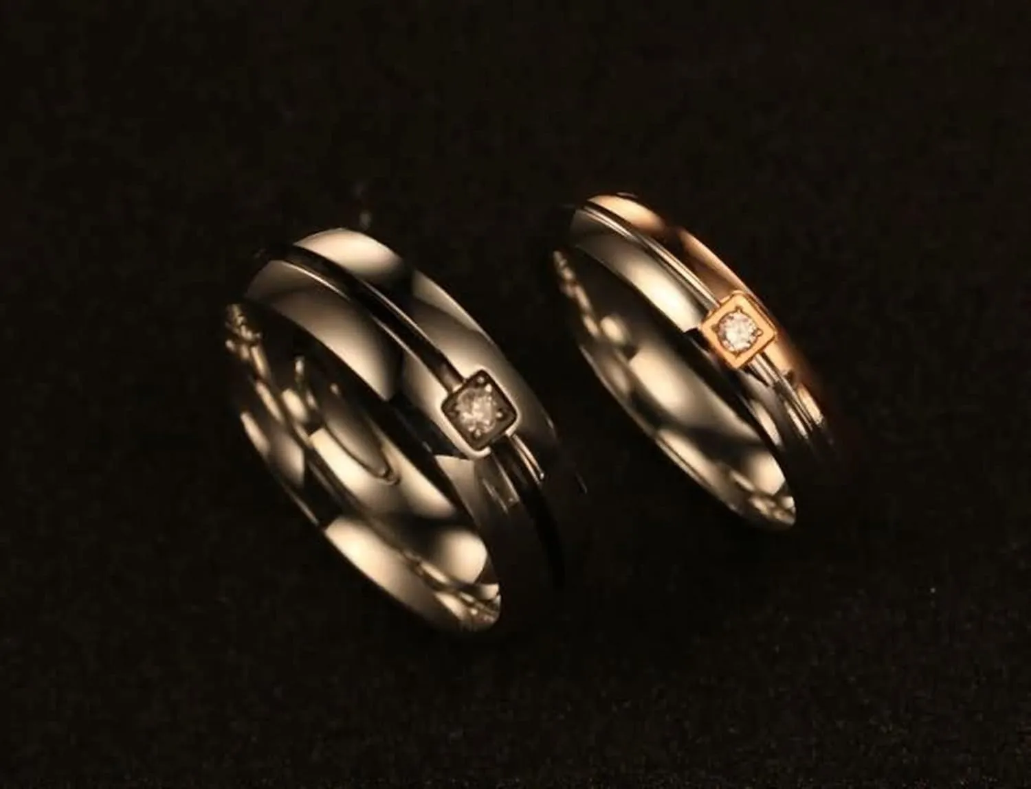 Marriage Rings for Couples, Couple Promise Rings for Him and Her Sets High Polished Couple Models
