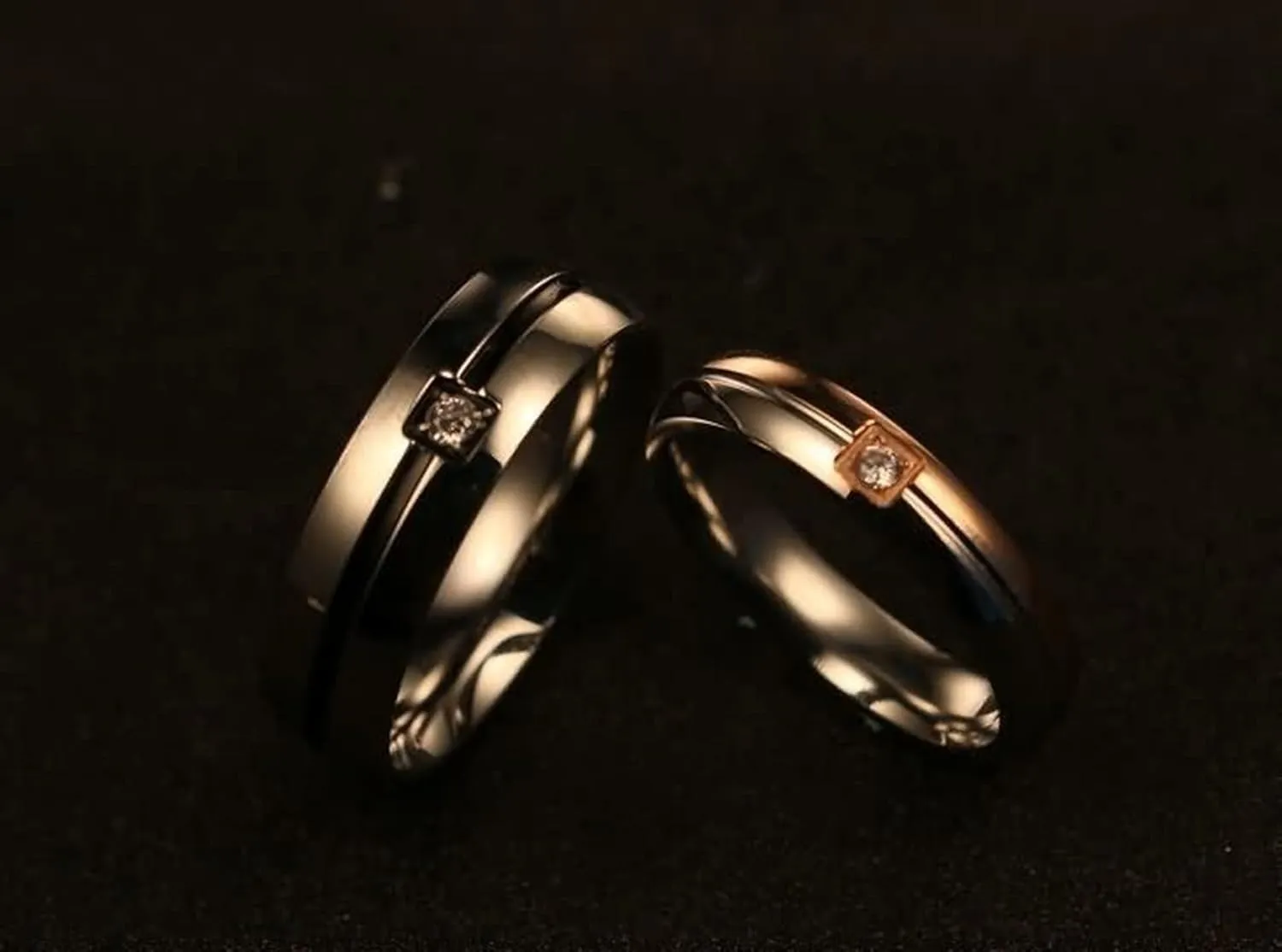 Marriage Rings for Couples, Couple Promise Rings for Him and Her Sets High Polished Couple Models