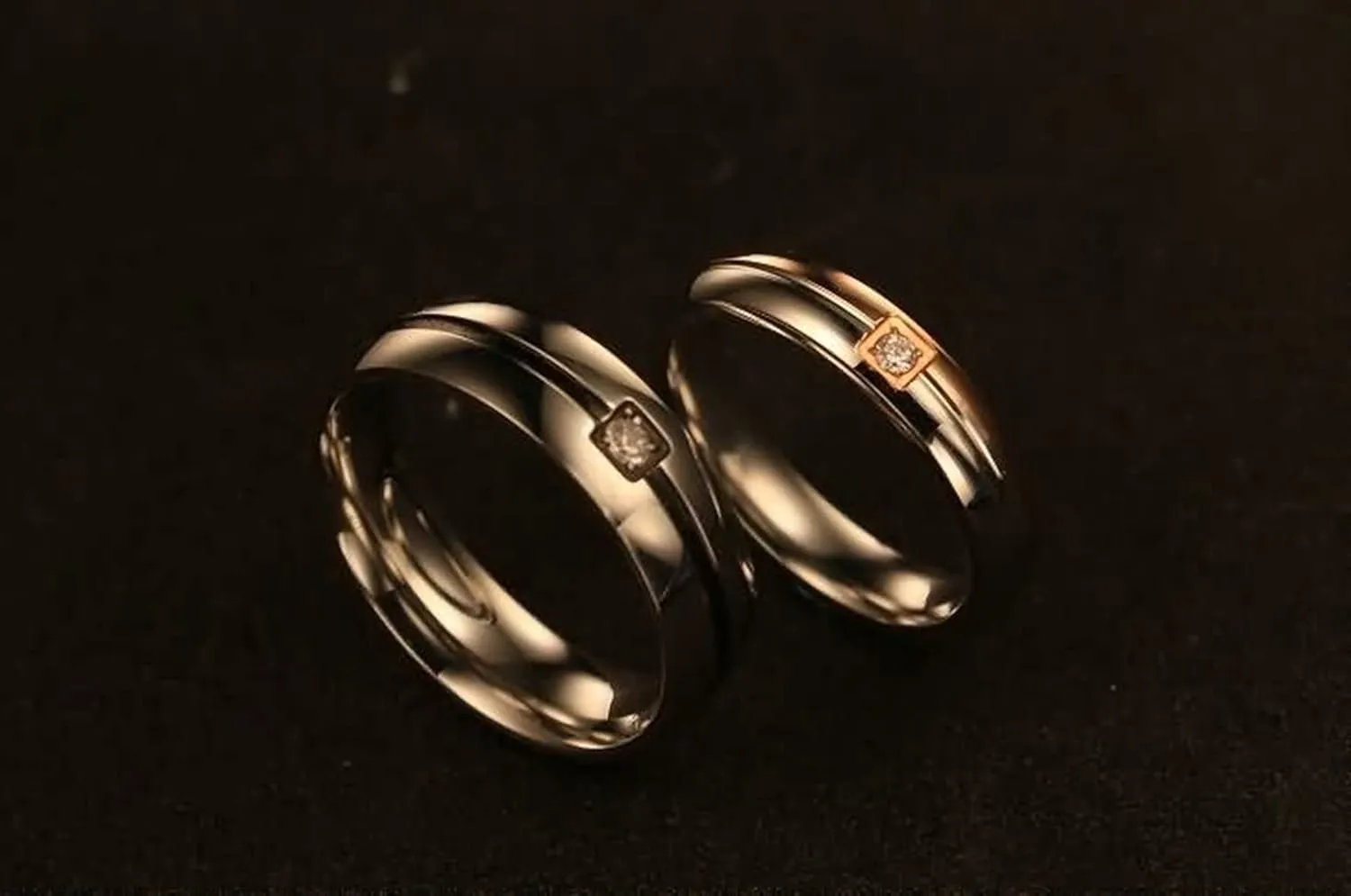 Marriage Rings for Couples, Couple Promise Rings for Him and Her Sets High Polished Couple Models