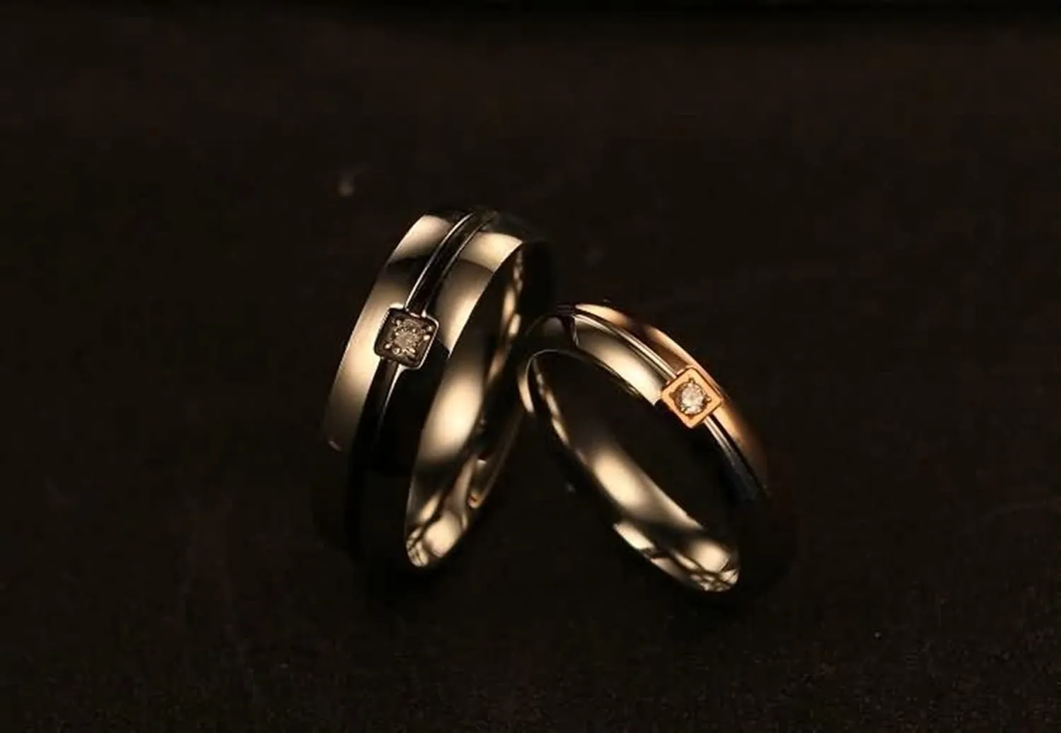 Marriage Rings for Couples, Couple Promise Rings for Him and Her Sets High Polished Couple Models