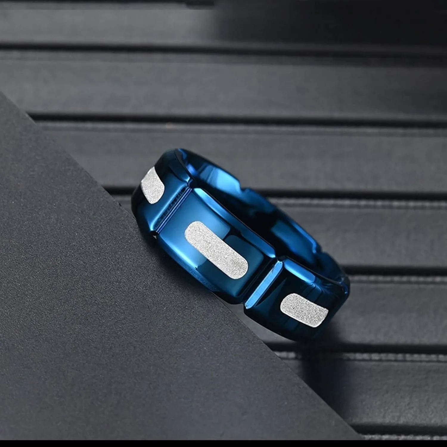 Marriage Rings for Women, Mens Rings Stainless Steel Silver Blue Ring 8mm Men's and Women's Fashion Rings